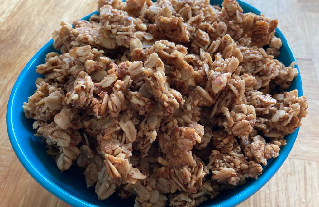 bowl of almond granola